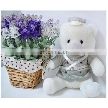 News plush type sitting teedy bear with hat toy for valentine's craft gift