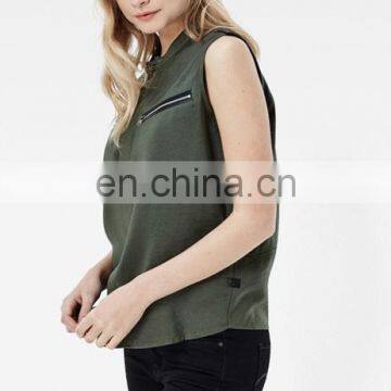 High Quality Boyfriend Sleeveless Shirt Fashion Design Women Summer Top C12811 photo-2