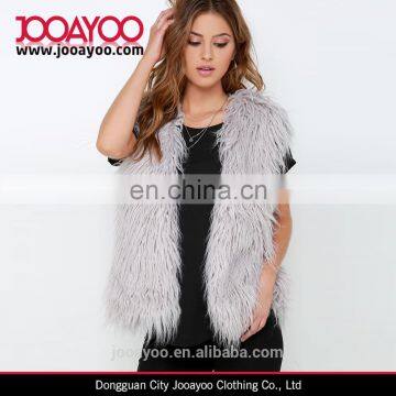 Girls sleeveless Open Front Shaggy Grey Faux Fur Vest