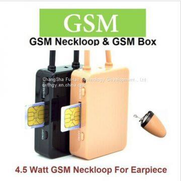 4.5 Watt Powerful GSM Box Neckloop with Black Megntic mini micro earpiec  Spy Wireless GSM Locket With Nano Earpiece Set