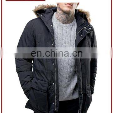 Hooded Parka Detachable Faux Fur Trim Man Jacket Wholesale