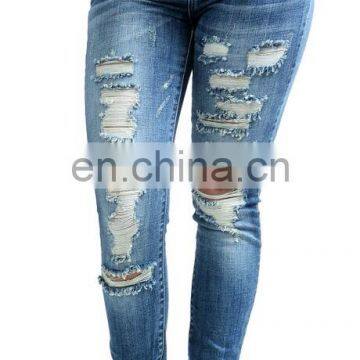 2016 Baiyimo Women Casual Fashion Plus Size Ripped Denim Jeans