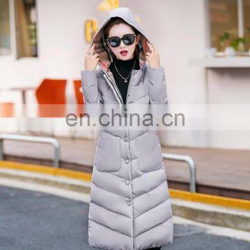 S1002 New Long Section of the Knee Slim Was Thin Hooded Large Fashion Warm Down Jacket Cotton Jacket S1002