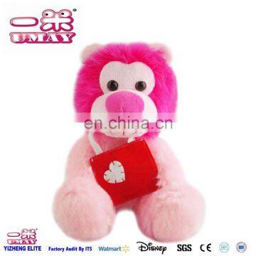 2017 New plush pink lion with bag plush toy 0512 Shenzhen toy factory