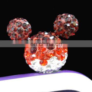 Wholesale custom rhinestone cell phone custom anti Mickey dust plug charm stopper for iPhone MCD-0029