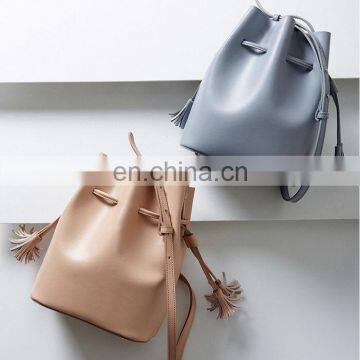 Leather bucket bag leather crossbody bag handbag leather shoulder bag blue nude leather bag