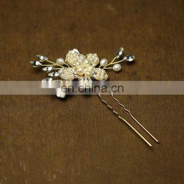 Handmade bulk ballet flower pear feather wedding hair pins for bridals