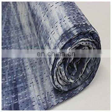 Indigo Shibori Blue Kantha quilt, Blue Kantha Bed Cover