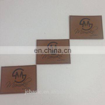 Pu handmade custom metal logo leather clothing label for garment