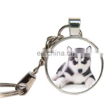 Schnauzer Dog Keychain Glass Cabochon Husky Corgi Lovely Dog Key Ring Glass Dome Pet Custom Photo Key Chains Jewelry Key Holder photo-2