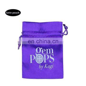 China Supplier drawstring purple shiny satin bag sunglass bag satin