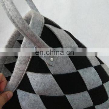 Cross Pattern Foldable Felt Knitted Storage Basket Clothing Book Kid's Toy Laundry Nursery Storage Bin With Handles photo-5