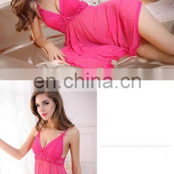 Sexy Women Transparent Hot Night See Through Sleepwear Mesh Ladies Gown photo-3