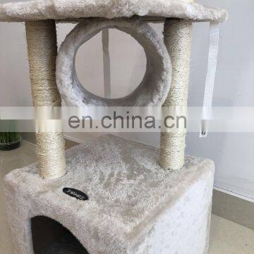 Custom Branded FBA Service Wholesale Cheap Indoor Easily Assemble Faux Fur Cat Tree Wall Cat Condo Furniture Tree With Cave photo-6