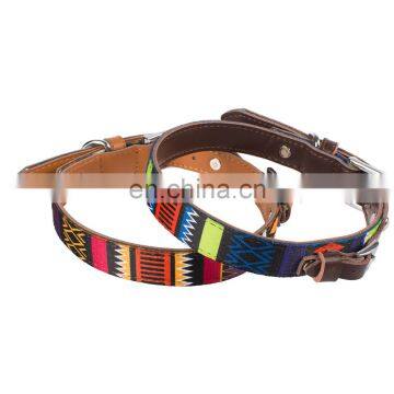 new soft aztec pu leather padded pet collar