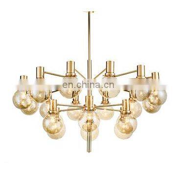 Modern Glass Globe Gold Plated Metal Chandelier Pendant Light photo-5