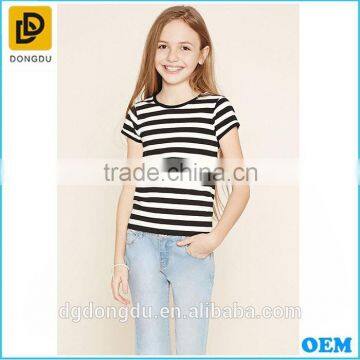 New fashion Black and white Kids striped t shirt