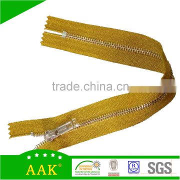 5#Plated platinum metalic tape close end luxury metal zipper