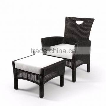 Synthetic rattan/wicker black square lounge chair set