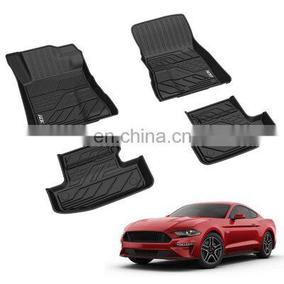 Bulk Sale Durable All Weather Waterproof  4 Pcs Black Rubber Tpe Car Floor Mats For FORD MUSTANG 2015 2016 2017 2018 2019 2020