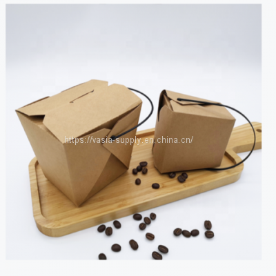 Paper lunch boxes with handles fast food packaging kraft paper cardboard packaging takeaway food containers