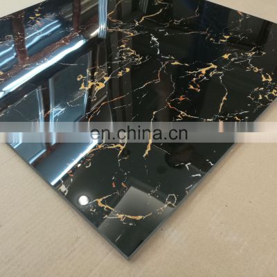 24x24 Glossy black marble porcelain tile flooring