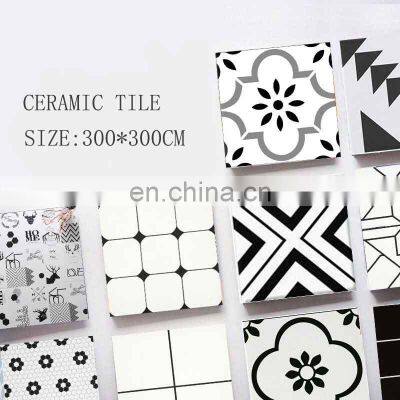 Small Tiles Black and White 300 * 300 Lattice Retro Balcony Bathroom Kitchen Tiles photo-2