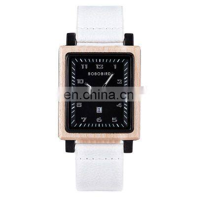 BOBO BIRD OEM Watch Women Wood Stainless Steel Wood Watch Genuine Leather with Chronograph Function