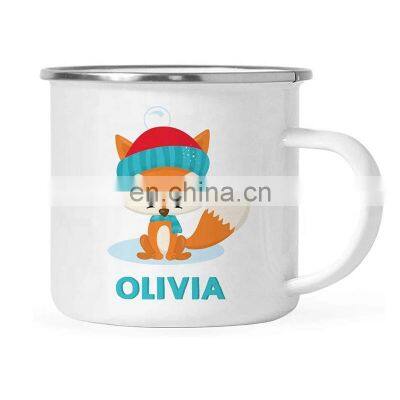 Christmas holiday gift 7cm enamel coffee tumbler travel tea cup espresso mug for kids