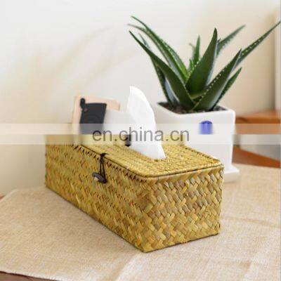 100% Eco-friendly Sea Grass Square Rectangle Napkin Holder Woven Tissue Box