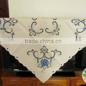 elegant cheap wide width tablecloth fabric blue flower embroidery wholesale tablecloth lmzc1007(5)K