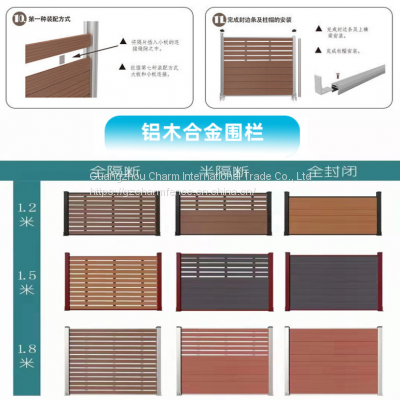 Outdoor Aluminum Alloy Plastic-wood Full-enclosed Fence the Second Generation of Co-extruded Wood-plastic Courtyard Fence Villa Paint-free Aluminum-wood Fence photo-3