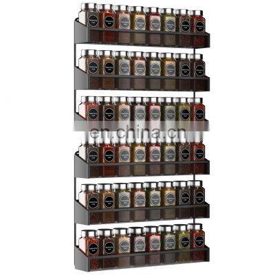 kitchen Cabinet storage metal wire folding wall mount adjustable 6 Tiers Wall Mounted Spice Rack