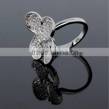 Fancy Lady Jewelry Clover Leaf Design CZ Stones Wedding Deluxe White Gold Ring photo-4