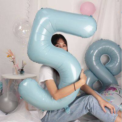 40 Inch Macaron Blue Pink Foil Number Balloons 0 1 2 3 4 5 6 7 8 9 Birthday Party Baby Shower Wedding Decoration Festival Ballon