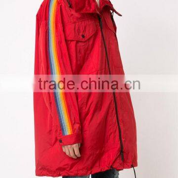 2016 New Design Stylish Hooded Red Rainbow Mens Winter Trench Coat photo-4