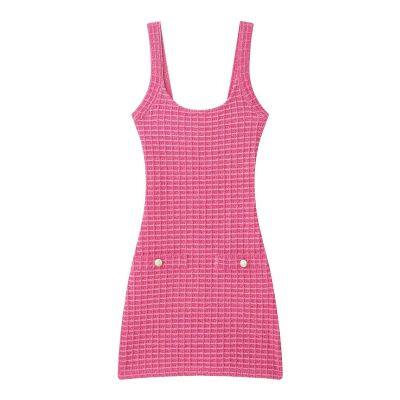 Women's Dress Stretch Knit Button-Detail Spaghetti Strap Short Dress