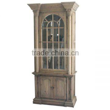 OA-4003 Antique Oak Bookcase Solid Oak Bookcase with Glass Doors