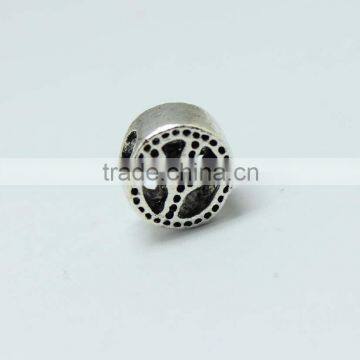 Wholesale Peace Symbol Shape Zinc Alloy Slider Beads with Round Hole for Bracelets