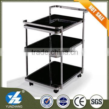 Hotel restaurant black temper glass trolley