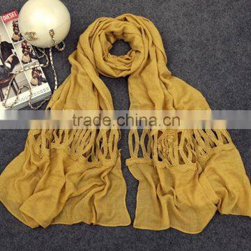 Wholesale New Korean Fashion Cotton Plain Ladies Lace Neck Scarf Quality Choice photo-3