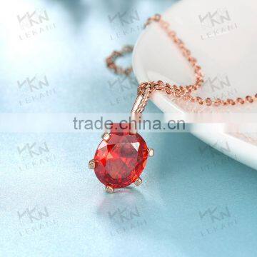 new design women necklace 2016,rose gold chain necklace red zircon