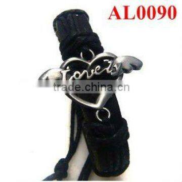 Cheapest new bracelet,genuine leather bracelet,Cupid heart alloy handmade bracelet AL0090