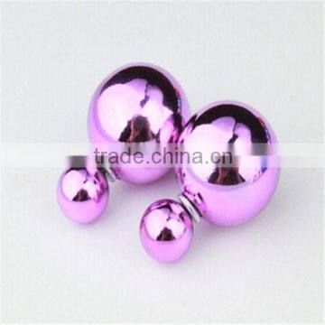 14k Yellow Gold White Freshwater Cultured Pearl and Ball Reversible Stud Earrings FQ-E-94236 photo-2