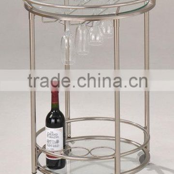 Modern Trolley/ Round Metal Glass Serving Cart