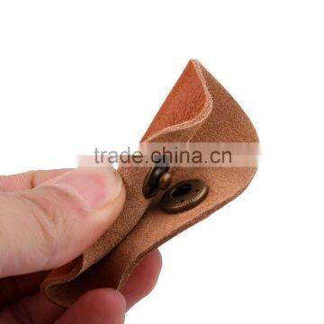 Brown Leather Earbuds Cable Cord Management Holder Keeper Headphone Wrap Organizer photo-3