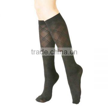 Knee high diamond jacquard circulation socks improve blood circulation