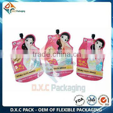 Custom Printing Pouch Bag For Cosmetic With Spout For Sun Cream