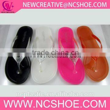 New Style Cheap Lady Shoes Sandals Plain Slippers PVC Flip Flops