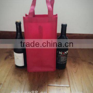 Reusable simple design top quality non woven 2 bottle wine bag